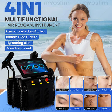 4 in 1 4500W Multifunctional Beauty Machine Diode Laser Pico Laser DPL RF Skin Rejuvenation Hair Removal Tattoo Removal Equipmen