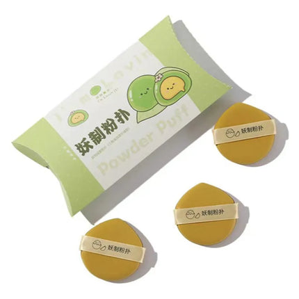 Yaozhi 3pcs Cosmetic Makeup Puff I'm Pineapple Pie Air Cushion Soft Blender Sponge Dry Wet Foundation Smooth Powder Makeup Tool