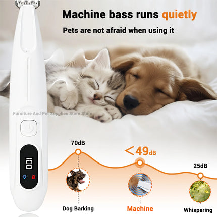 New LED/UV light dog paw trimmer fully waterproof pet hair trimmer with LED anti misoperation display screen dog and cat trimmer