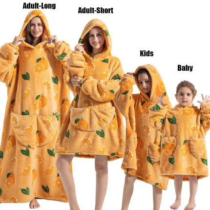 Plush Fleece Family Matching Hoodie Girl Sweatshirt Homewear Men Women Children Thick Pullover Oversize Winter Sherpa Blanket