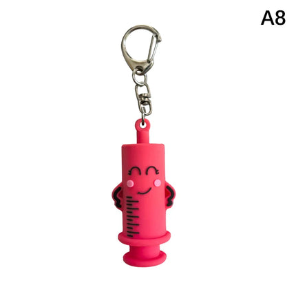 1PC Syringe-Shaped Ampoule Bottle Opener Keychain Rubber Cutter Aid Medication Vial Breaker Tool For Home Nurses And Doctors