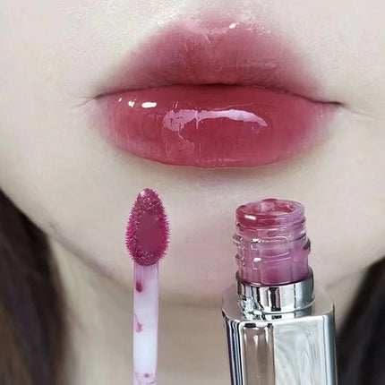 1Pc Moisturizing Color Displaying Watery Shine For Floral Center Mirror Lip Gloss - Bright Non Oily Beautiful Hydrated Lips