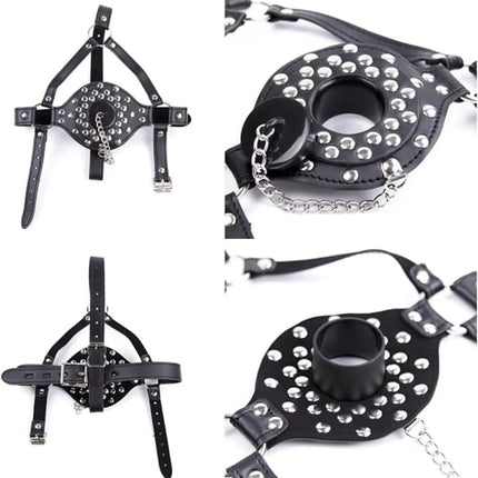 BDSM Mouth Gag with Water Funnel Adjustable Erotic Head Harness Water Funnel Open Mouth Gags Bdsm Sex Toys for Adults Couples