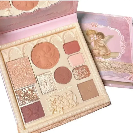 Pearl Matte Waterproof Eye Shadow Palette Blush Glitter Highlighter All In One Embossed Angel Face Contour Makeup Collection