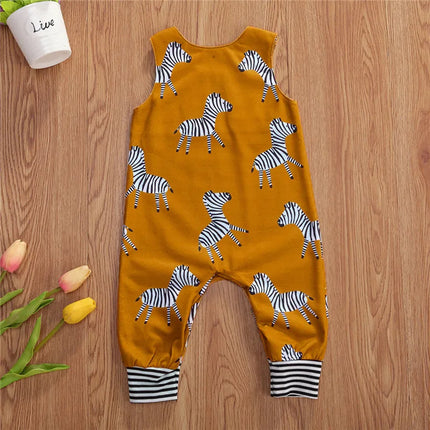 0-24months Baby Cartoon Patterns Jumpsuit Mermaid Zebra Tractor Alpaca Print Romper For Boys And Girl Summer Sleeveless Playsuit