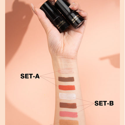 4pcs Contour Stick, Highlighter Stick, Blush Stick 4pcs Cream Contour Kit with Contour Brush, Create Face Contour, Non-greasy