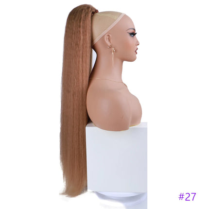 Extra Long Yaki Straight Synthetic Ponytail Extensions 30 Inch Synthetic Drawstring Ponytails Puffy Yaki Straight Hair Extension