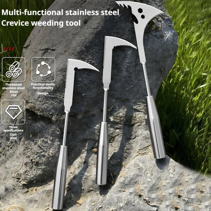 1pc 13.5inch L-shaped Stainless Steel Gap Weeding Tool Garden Hand Tool, For Clearing Weeds On Yard, Patio, Driveway