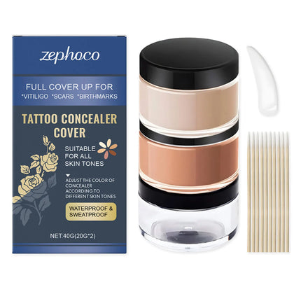 Sweatproof Tattoo Concealer Covers,Waterproof And Durable Skin Concealer,For Dark Spots Vitiligo Scars,Light And Thin