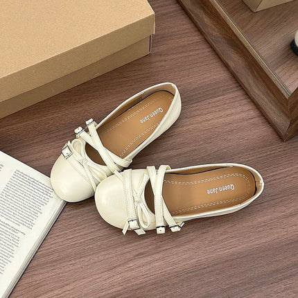 Silver Women Ballet Flats Comfortable Round Toe Shallow Shoes 2026 New Spring Autumn Vintage Ladies Dress Mary Jane Shoes