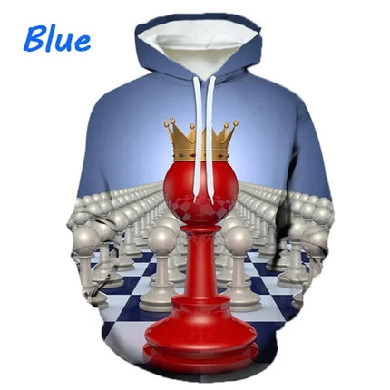 Creativity Chess Pattern Hoodie For Men Women Personality 3D Printed Long-Sleeved Casual Loose Hoodies Sweatshirt Tops Pullover