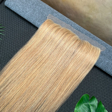 #27 Colored Straight 13x4 Transparent Lace Frontal Human Hair Prepluck Bleached Knots Invisible Lace 100% Raw Virgin Human Hair