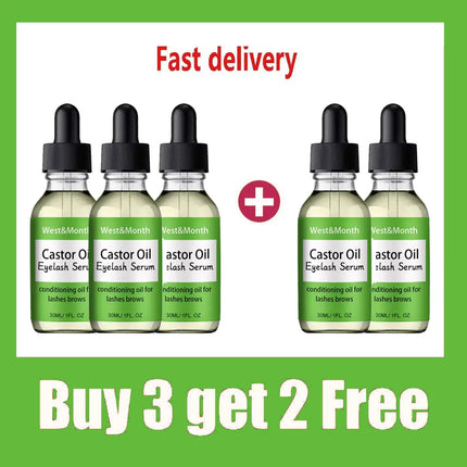 Castor Oil Eyelash Growth Serum With Brush Multipurpose Hair Eyebrow Eyelash Growth Thick Essence Nourishing Moisturize Liquid
