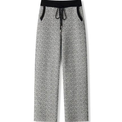 Soft 100% Merino Wool Straight-leg Pants For Men Jacquard Warm Knitted Pants Autumn Winter Thick Bottom Wear