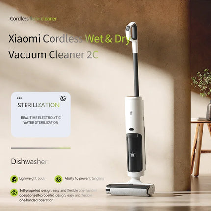 Xiaomi Mijia Cordless Wash Vacuum 2C, Electrolytic Water Sterilization, Anti-Tangle Brush for Pet Hair,Maternal-Infant Certified