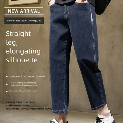 New Men's Straight Leg Jeans Retro Blue White Classic Retro High Street Style Y2K Youth Daily Leisure