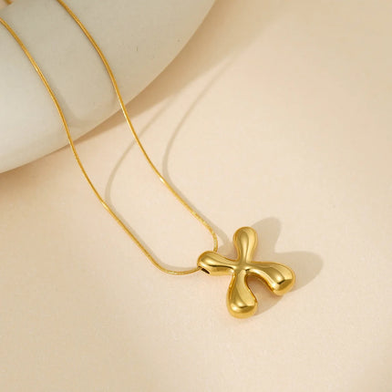 CARLIDANA Initial Stainless Steel Women Gold Plated Bubble Balloon Letter Personalized Round Snake Chain Chunky Name Necklace