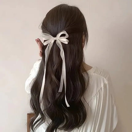 Fashion Bow Ribbon Hair Clips For Women Girls Lace Hairpins Barrettes Set Korean Bow Clips Party Hair Accessories Headwear Gifts