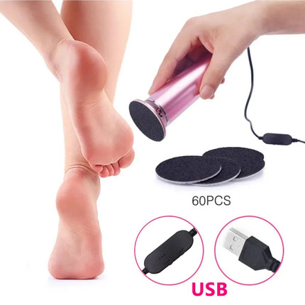 Electric Foot File Callus Remover Pedicure Machine with 60 Replacement Sandpaper Disks Adjustable Speed Aluminum Foot Care Tool