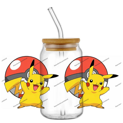 popular Pokemon UV DTF Cup Wrap 16oz Reusable Washable SelfAdhesive transfer Sticker for DIY Tumblers DIY Home decoration