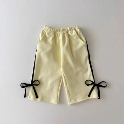 4295  Baby Clothing Set Spring Autumn Korean Sports Girl's Suit Bow Bar Splicing Sweater +Pant Two-piece Suit.