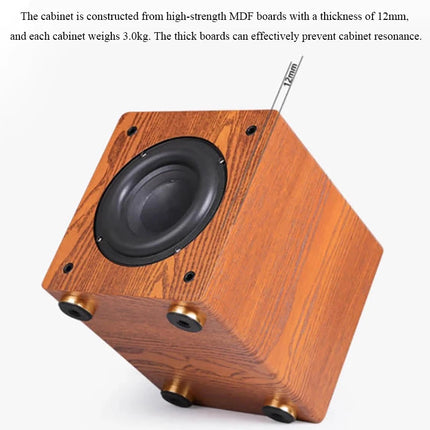Professional 6.5-inch Passive Subwoofer with 100W Peak Power 4 Ohms Built-in Crossover Home Theatre Home Use Wooden Speaker