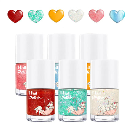 6Colors Nail Polishes Peel-off Gel Sticker Non Toxic Quick Dry Peel Off Gel Glitter Sequins Nude Water-based Nail Polishes