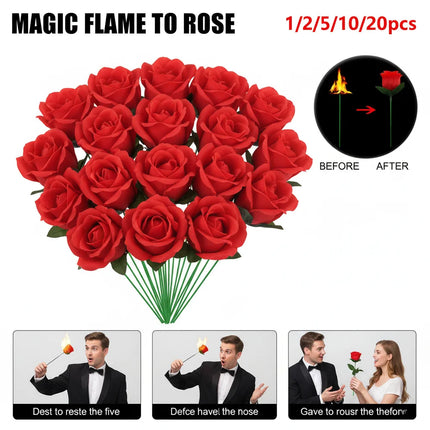 1/2/5/10/20PCS Novelty Surprise Prank Joke Mystical Fun Toy Torches Change Roses Magic Tricks Fun Romantic Present