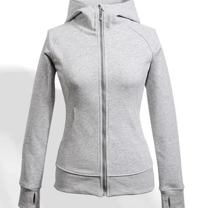 Slim Fit Yoga Sweatirt Jaet Women's Sle Autumn Winter Hooded Sportswear Cardigan Waist Cinched Long Sve Zipper