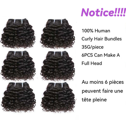 Code Calla Bouncy Curly Hair Bundles Double Draw Indian 6inch Short Cut Remy Human Hair Extensions Natural Black Brown Color