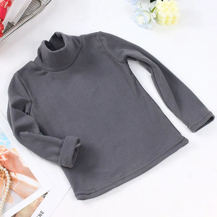 New 2025 Autumn Winter Boys Girls Kids Fashion Solid T-Shirt Tops Children O-Neck Long Sleeve Warm Casual T-Shirts