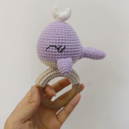 1Pc Baby Rattle Wooden Teether Music Ring Crochet Animal Otter Music Rattles Soother Bracelet Toddler Toys Baby Teething Gifts
