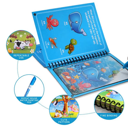 Children Magical Water Book Montessori Drawing Toys Reusable Coloring Books Magic Water Drawing Book Baby Early Education Toys
