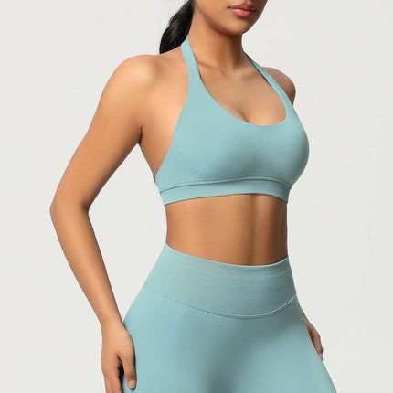 Women Sports Bra Seamless Halter Clothes Push-up Vest Brassiere Gym Top Backless Fitness Yoga Workout Running Underwear