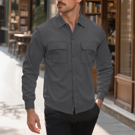 New 2025 Men's Casual Fashionable Long Sleeve Corduroy Shirt Cardigan Summer Season Neutral Minimalist Style Origin China