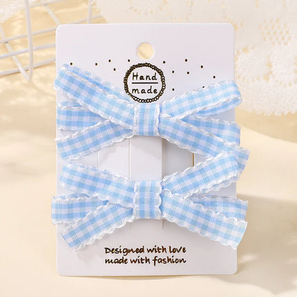 2Pcs Striped Bow Hair Clip Set Women's Sweet Hair Accessories Lovely Girl Headwear Hairpin for Dress up