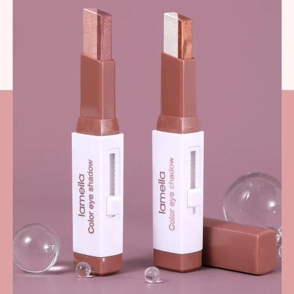 Double Color Eyeshadow Stick Gradient Shimmer Cream Pen Eye Makeup Cosmetic Eyeshadow Stick Korean Makeup