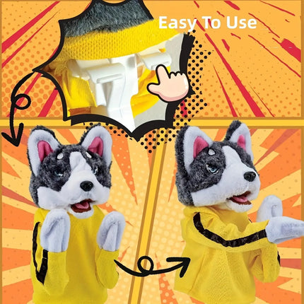 Kung Fu Husky Punching Puppet Dog Hand Puppet Boxing Puppets Animal Toy Husky Gloves with Sounds Boxing Action Gifts