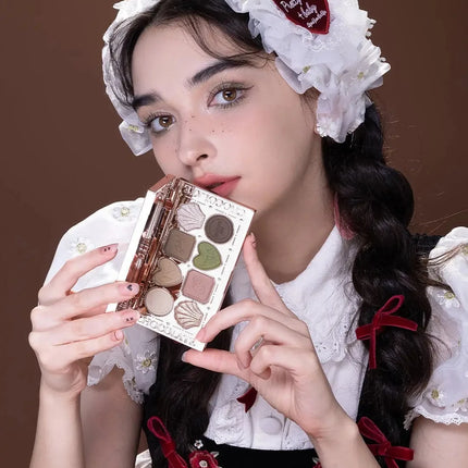 Flower Knows Swan Ballet 6 Color Eyeshadow Palette Matte Shimmer Pearl Glitter Waterproof Highly Pigmented Long Lasting Makeup