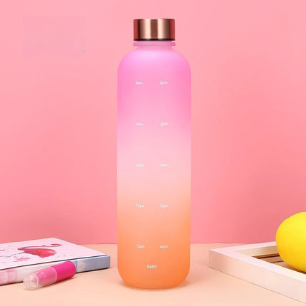 1L Water Bottles for Girls Kids Leakproof Gym Fitness Sports Bottle for Outdoor Travel, Camping Frosted Plastic Drinking Bottle