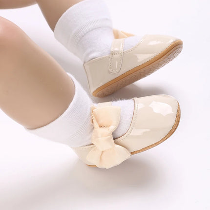 Spring and Autumn Red Comfortable Bow Detail Women's Baby Shoes for Newborns and Girls