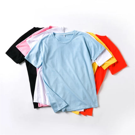Children Solid color Short sleeve Suitable for boys girls top 3-12 Age Toddle T-shirts summer casual  white pink black clothing