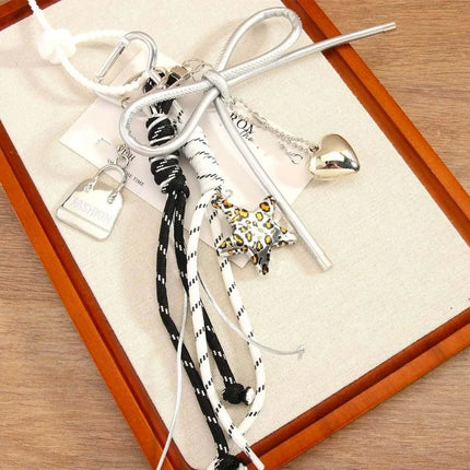 Funny Elegant Starfish Tassel Keychain Alloy Leopard Print Leather Tulip Pendants Cartoon Frog Beaded Bag Pendant Party