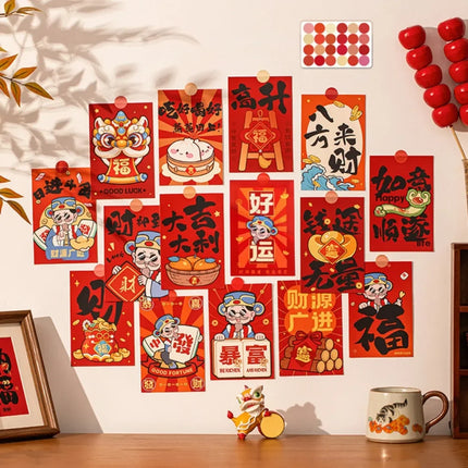 15pcs/set Chinese Style Blessing Words Wall Stickers DIY Good Luck Wall Window Decal Background Wall Stickers Best Wishes