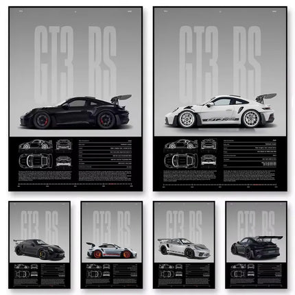 Minimalist 911 GT3-RS 718 GT4 RS Hyper Car Sports Car Supercar Poster Canvas Painting Wall Art Pictures Home Interior Decor