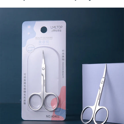 1Pcs Pointed Tip Curved Blade Upwards Stainless Steel Makeup Scissors Eyelash Eyebrow Nose Hair Small Scissors Thin Makeup Tools