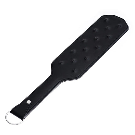 Adult Game 38.5CM Enhance Pain Leather Stainless steel Spikes Spanking Paddle Slapper Whip Bdsm Bondage Flogger Whips Sex Toys