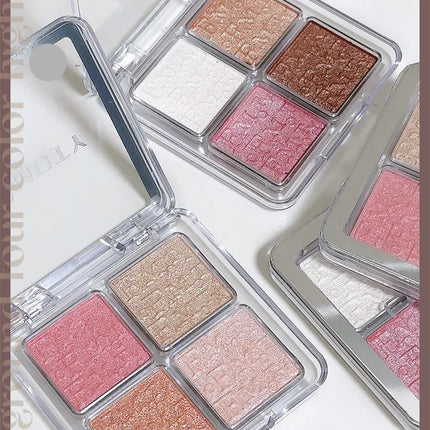 4 Colors Diamond Highlighter Powder Palette Glitter Face Contour Brighten Makeup Shimmer Ultra-concentrated Illuminate Cosmetic