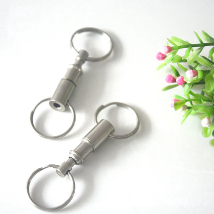 Detachable Pull Apart Metal Keychain for Women Men Silver Color Double End Key Chains Quick Release Keyring