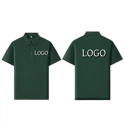 6XL Anti-Wrinkle Pearl Weave Cool Feeling Solid Color Polo Shirt Seamless Collar Four Button Men's T-Shirt Summer Breathable